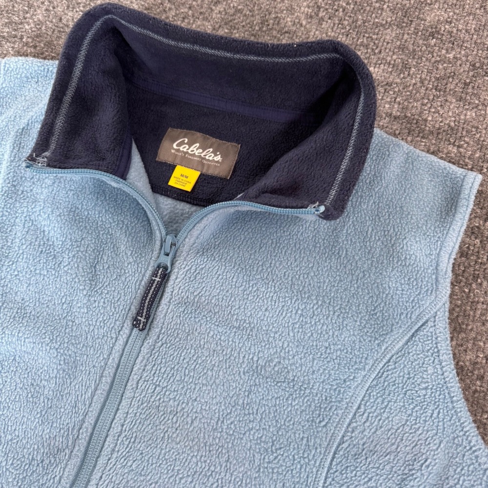 Cabelas Fleece Vest Womens M Outdoor Layering Polyester Blue L19VT140 Zip Up